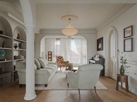 Living room dining room interior scenes 12 3D Model
