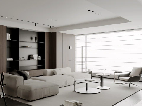 リビング ルーム ダイニング ルーム インテリア シーン 13 3Dモデル