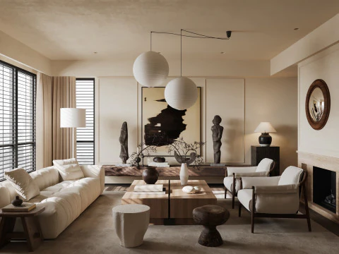 Сцены интерьера гостиной 21 3D Модель