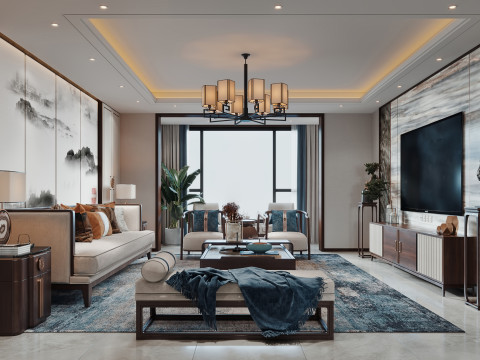 Chinese living room interior scenes 27 Model 3D