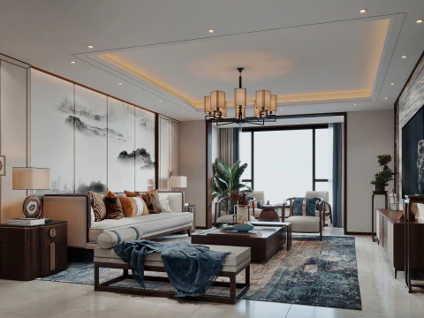 Chinese living room interior scenes 27 3D Model
