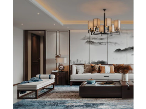 Chinese living room interior scenes 27 3D Model
