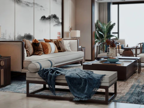 Chinese living room interior scenes 27 3D Model