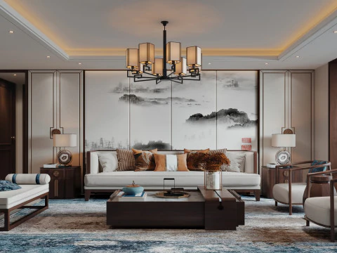 Chinese living room interior scenes 27 3D Model