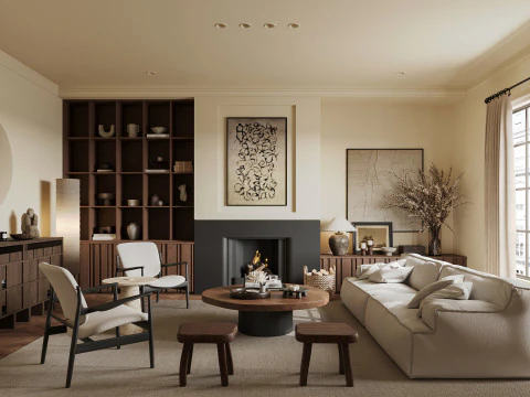 거실 인테리어 장면 30 3D 모델