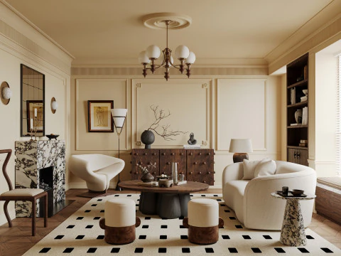 Escenas interiores de salón 41. Modelo 3D