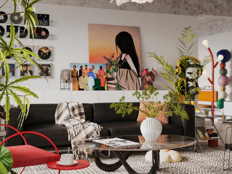 Living room interior scenes 49 3D Model