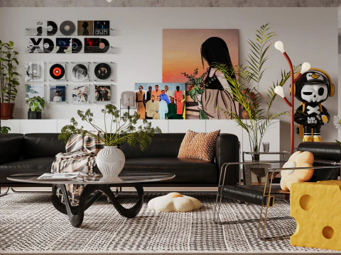 Living room interior scenes 49 3D Model