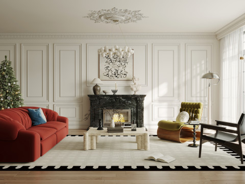 Luxurious living room interior scene1 3D मॉडल