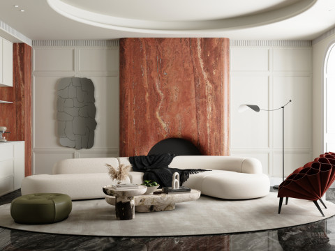 Luxurious living room interior scene4 3D मॉडल