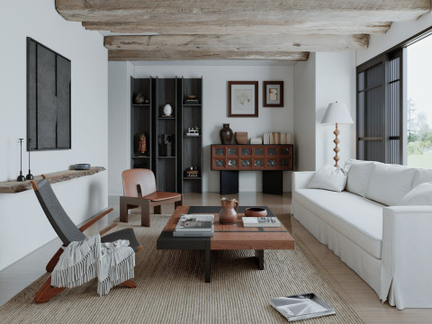 Luxurious living room interior scene5 3D मॉडल