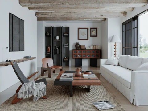 豪華なリビングルームのインテリアシーン5 3Dモデル