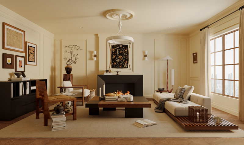 Luxurious living room interior scene6 3D Модель .c4d .max .obj .3ds .fbx .stl .blend 