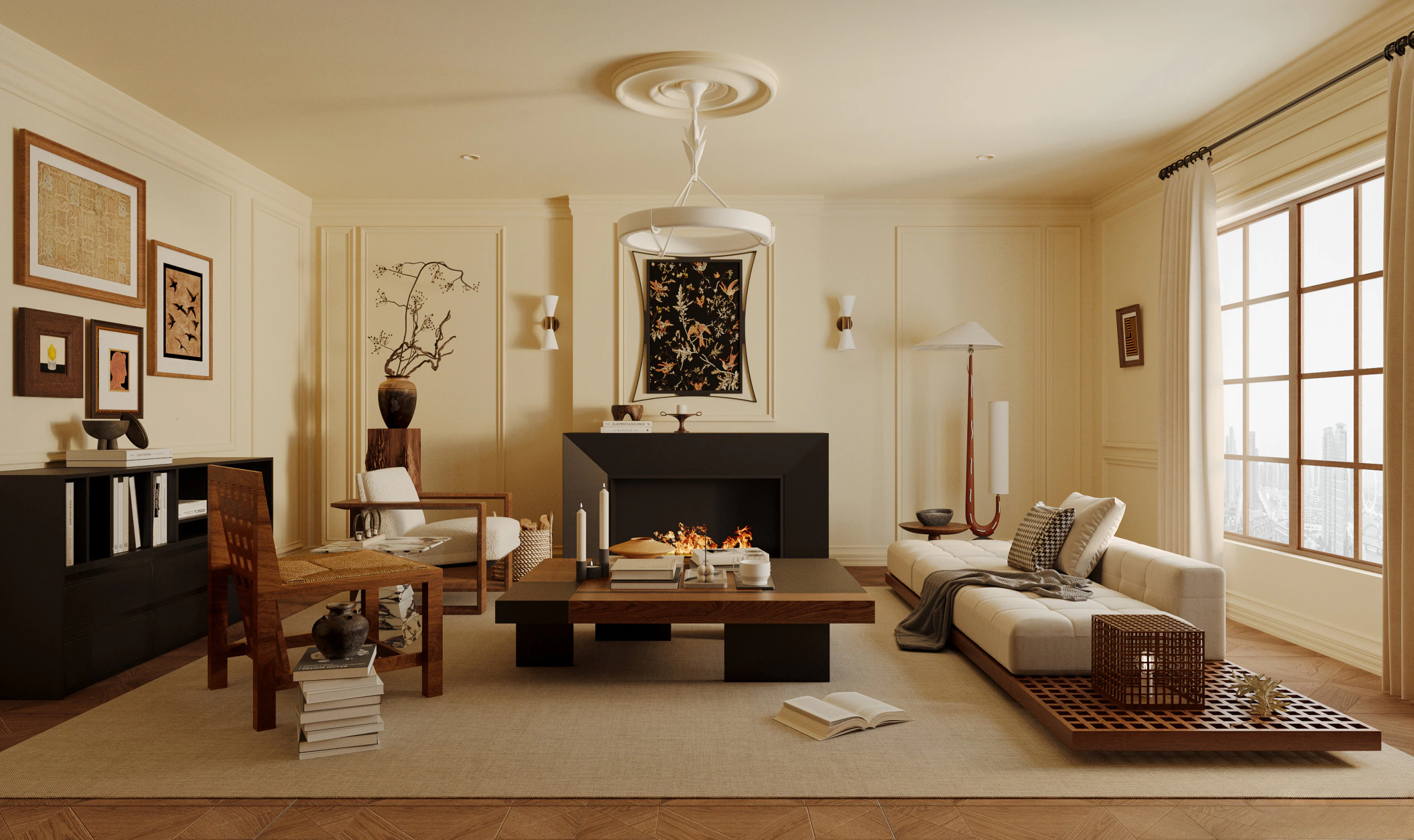 Luxurious living room interior scene6 3D Model .c4d .max .obj .3ds .fbx .stl .blend 