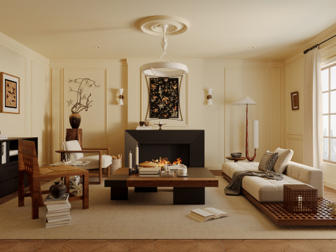 Luxurious living room interior scene6 3D मॉडल