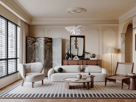 Роскошный интерьер гостиной, сцена8 3D Модель