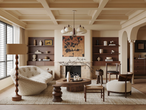 Luxurious living room interior scene11 3D मॉडल