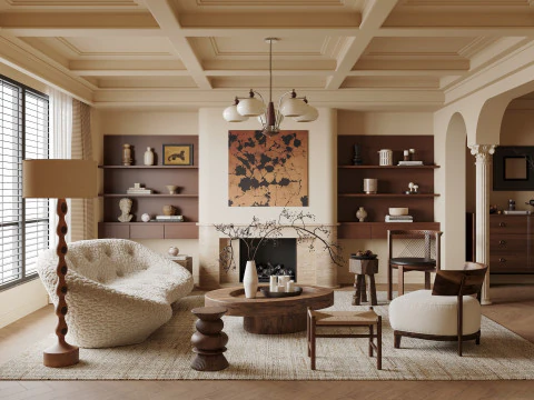 Scena wnętrza luksusowego salonu 11 Model 3D