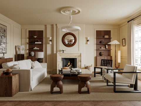 Luxurious living room interior scene12 3D मॉडल