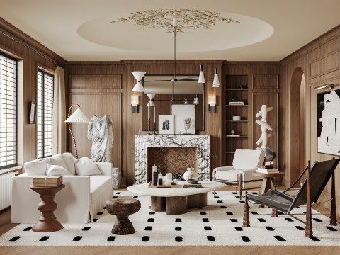Luxurious living room interior scene17 Model 3D
