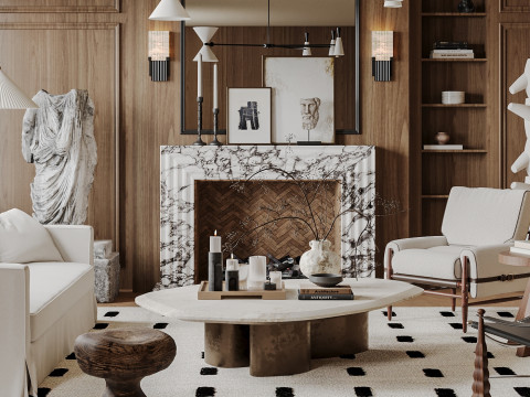 Luxurious living room interior scene17 Model 3D