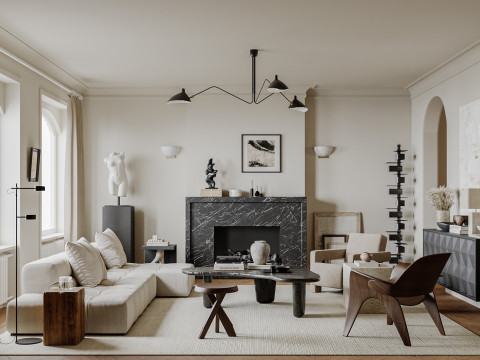 Luxurious living room interior scene18 3D मॉडल