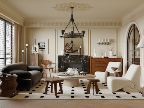 Luxurious living room interior scene19 3D मॉडल