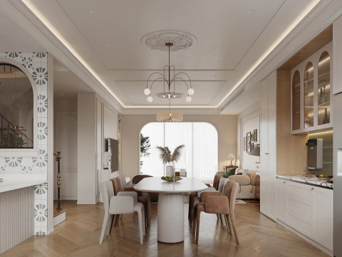 Luxurious living room dining room interior scene21 3D Model