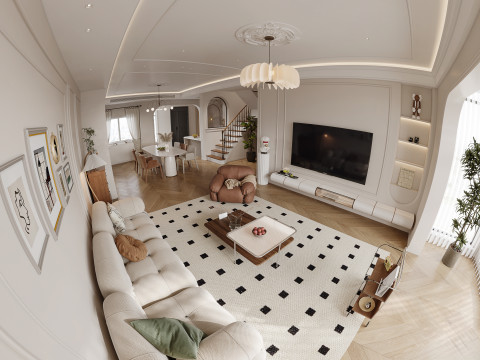 Luxurious living room dining room interior scene21 3D Модель