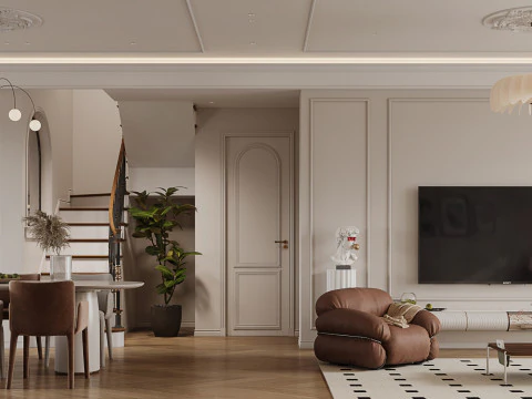 Luxurious living room dining room interior scene21 3D Model