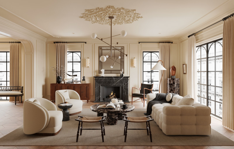 Luxurious living room dining room interior scene23 3D Модель .c4d .max .obj .3ds .fbx .stl .blend 