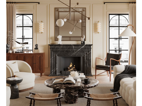 Luxurious living room dining room interior scene23 3D Модель
