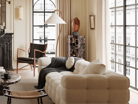 Luxurious living room dining room interior scene23 3D Модель