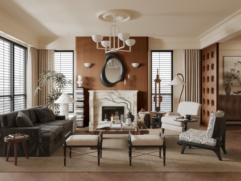 Luxurious living room dining room interior scene24 3D मॉडल