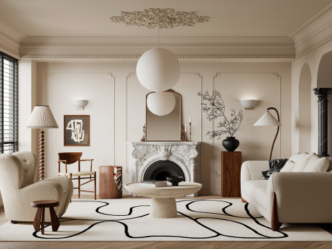 Luxurious living room dining room interior scene26 3D मॉडल