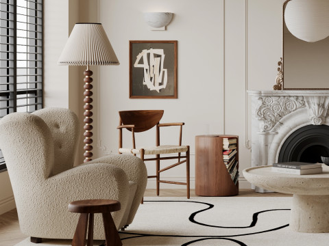 Luxurious living room dining room interior scene26 Modelo 3D