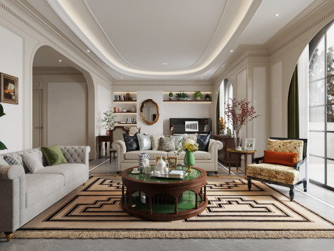 Luxurious living room dining room interior scene27 3D मॉडल