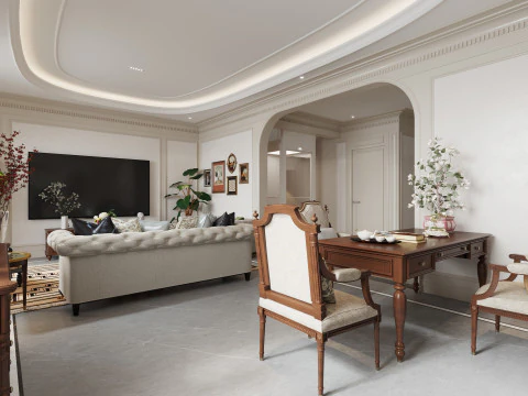 Luxurious living room dining room interior scene27 3D Model