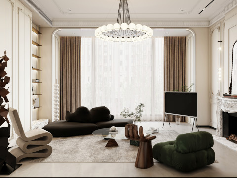 Luxurious living room dining room interior scene28 3D Model