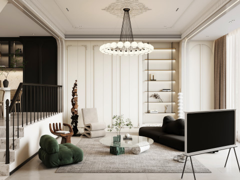 Luxurious living room dining room interior scene28 3D Model