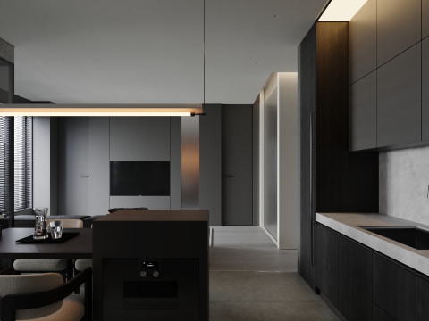 Living room dining room interior scene33 Modelo 3D