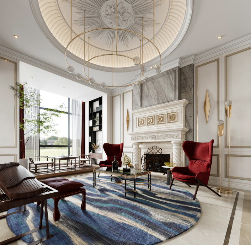 Luxurious living room dining room interior scene36 3D Модель .c4d .max .obj .3ds .fbx .stl .blend 