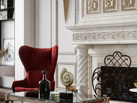 Luxurious living room dining room interior scene36 3D Модель