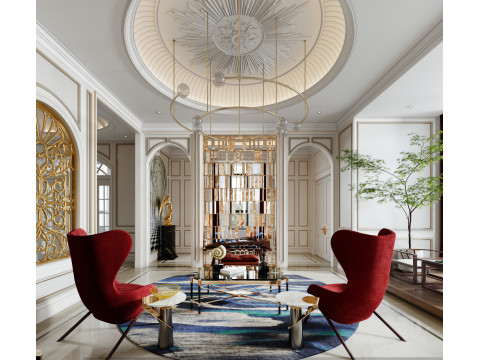 Luxurious living room dining room interior scene36 3D Модель