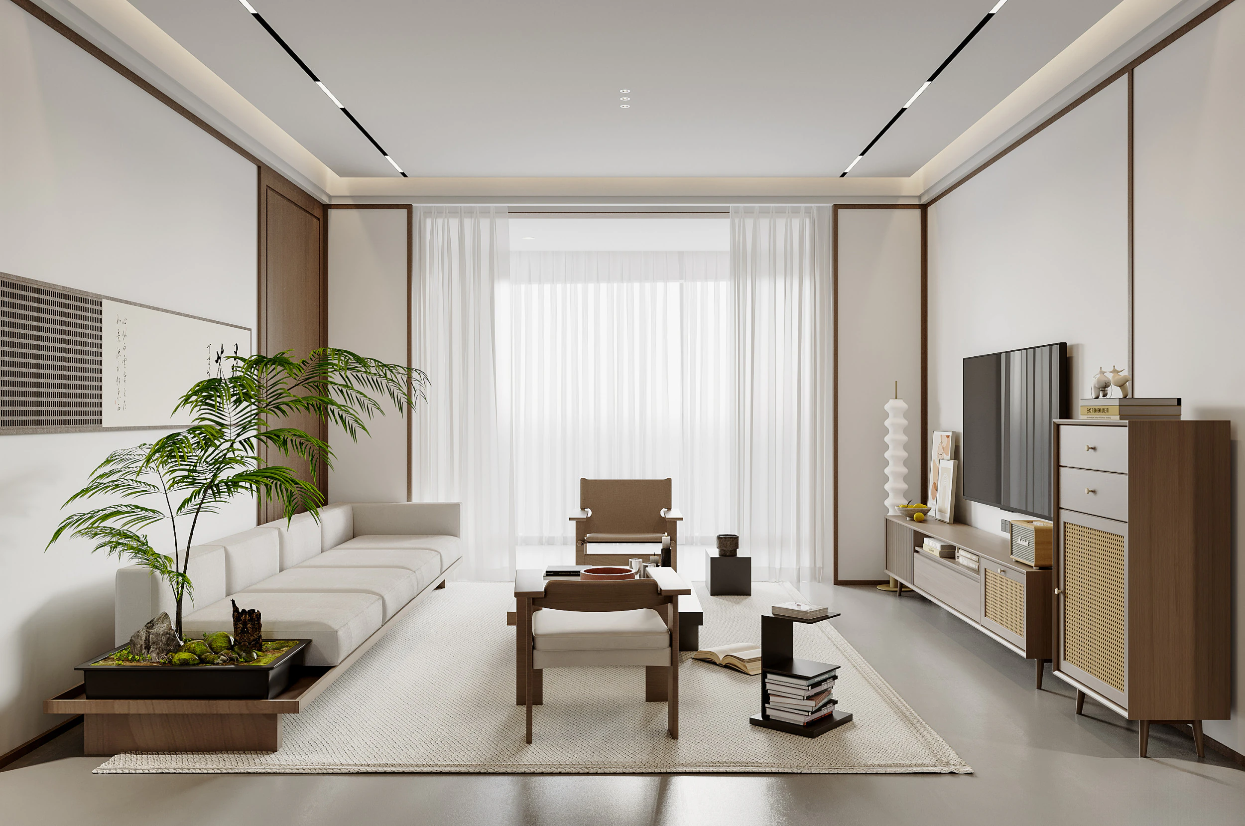 Chinese living room interior scene4 3D Model .c4d .max .obj .3ds .fbx .stl .blend 