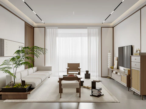 Chinese living room interior scene4 3D Model