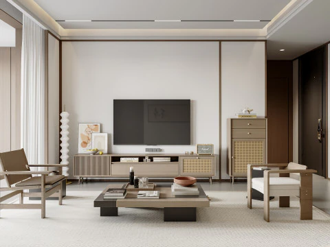Chinese living room interior scene4 3D Model