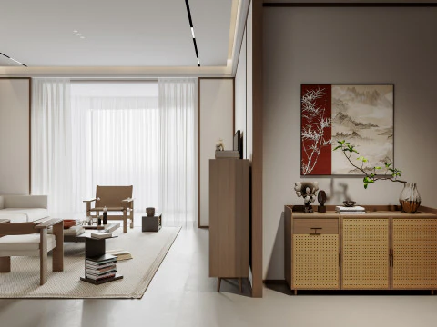Chinese living room interior scene4 3D Model