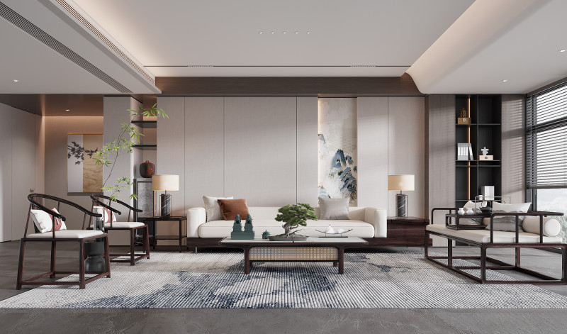Chinese living room interior scene5 3D 模型 .c4d .max .obj .3ds .fbx .stl .blend 