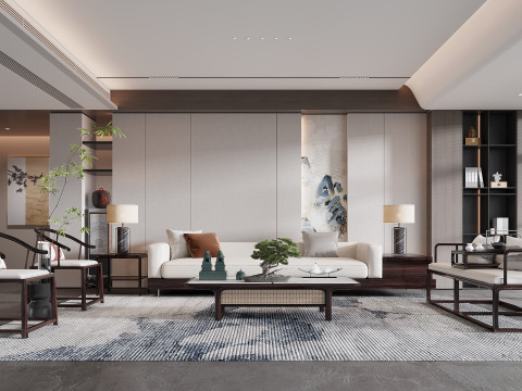 Chinese living room interior scene5 Modelo 3D